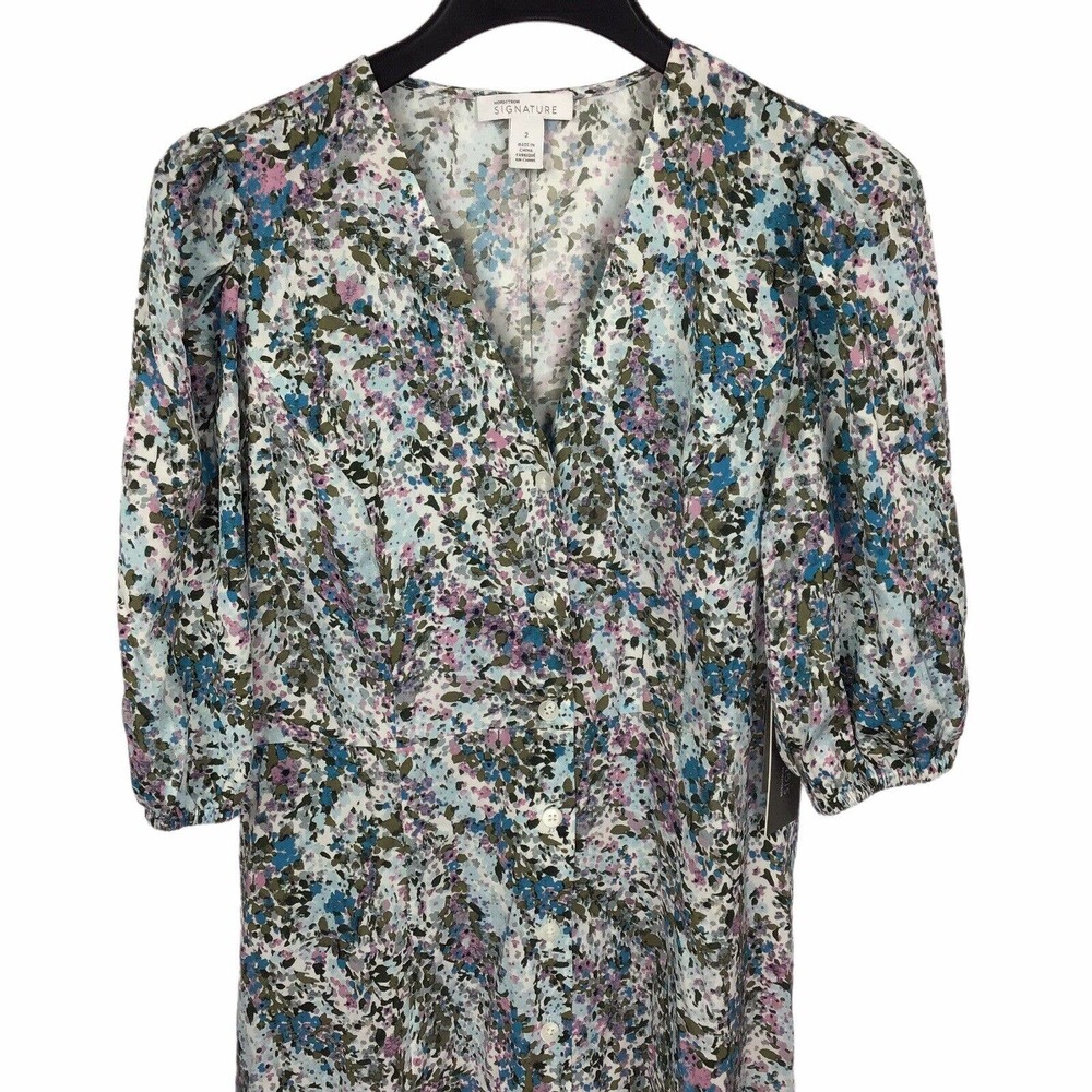 Nordstrom Signature Button Front Stretch Silk Ivo… - image 3